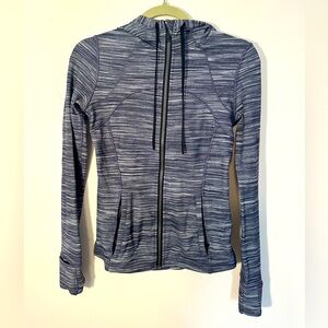 Lululemon Hooded Define Slim Jacket Nulu Heathered Black Gray Full Zip- Size 6